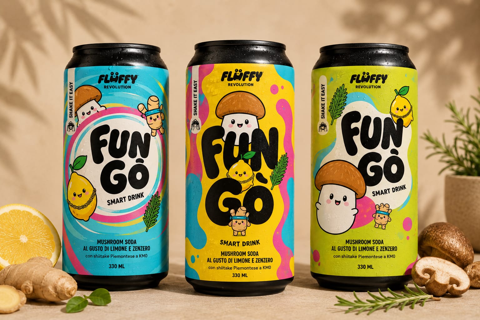 Le tre varianti della lattina FUN-GÒ con ingredienti freschi